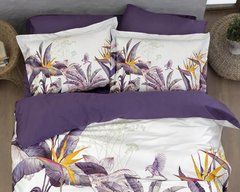 Постільна білизна First Choice 3D сатин Palm Garden purple євро