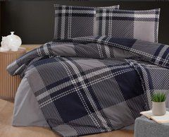 Постельное белье фланель First Choice Veldor navy blue полуторное